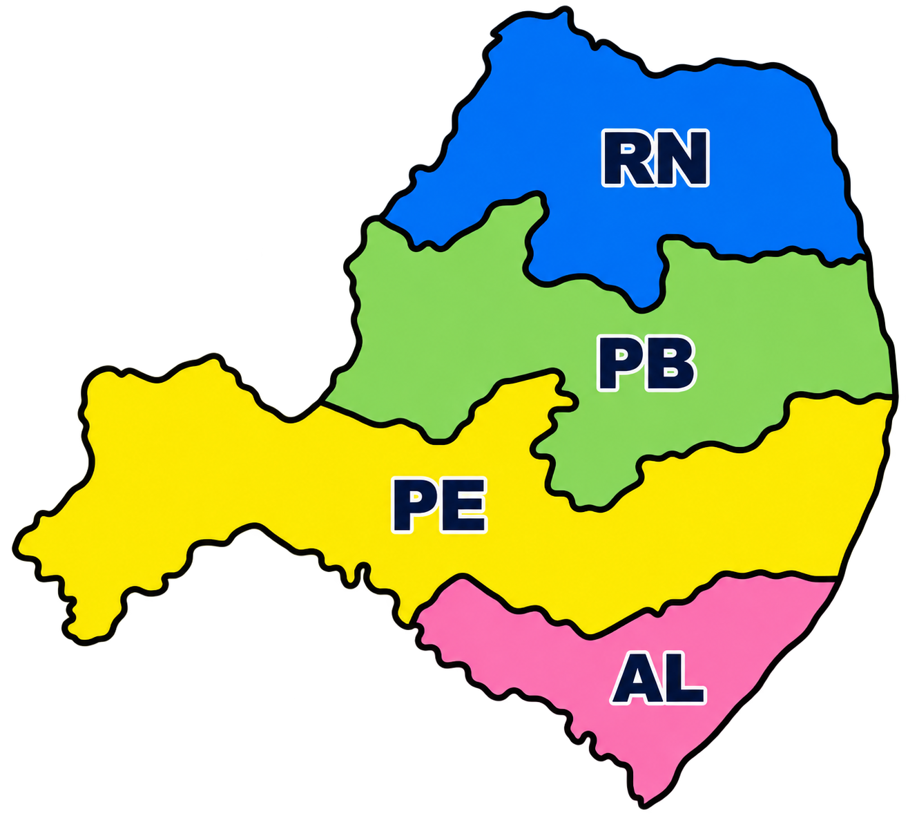 Mapa interativo do GER Nordeste 2 com Alagoas, Paraíba, Pernambuco e Rio Grande do Norte